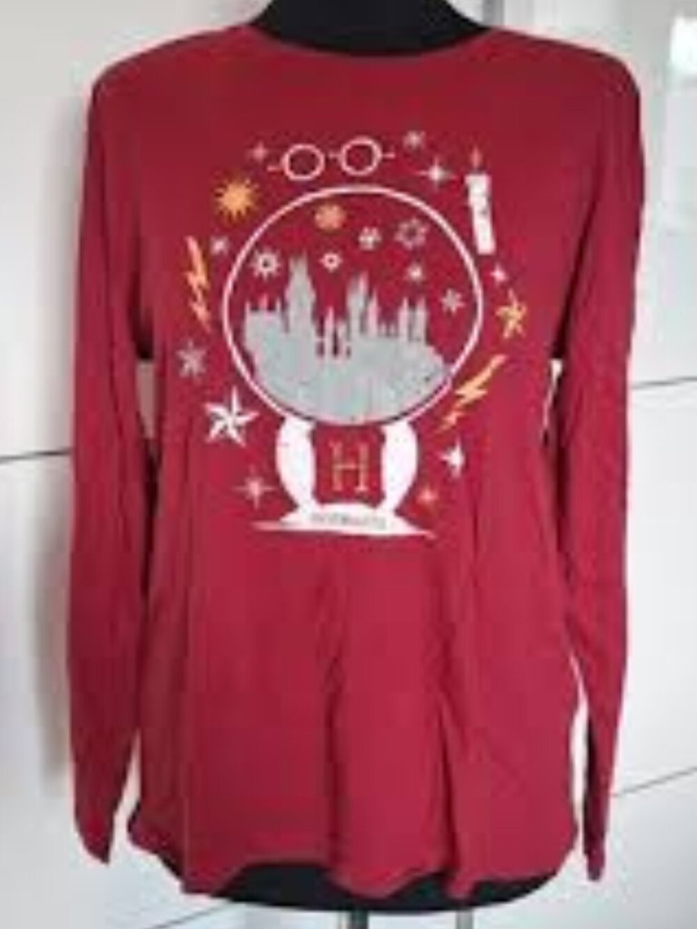 HARRY POTTER Hogwarts Long Sleeve Shirt Burgundy Youth T Shirt Unisex Small 4 6